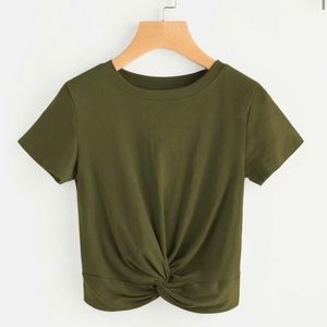 Twist-Front Cropped T-Shirt